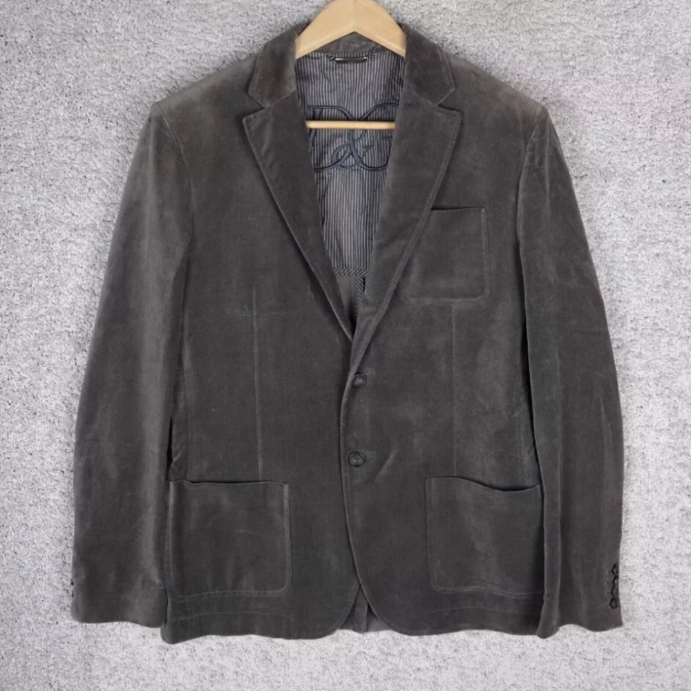 DOLCE GABBANA MEN'S BLAZER GRAY VELVET size 50 M MEDIUM BUTTON CASUAL ITALY LUX